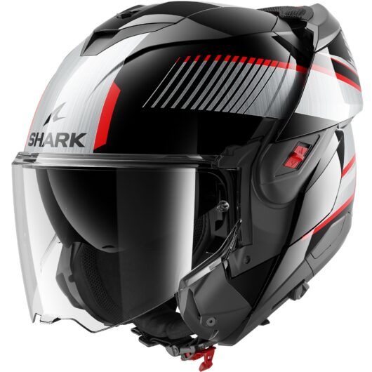 Shark Oxo Sikter Flip Front Motorcycle Helmet - Black Chrome Silver - 53-54cm | XS
