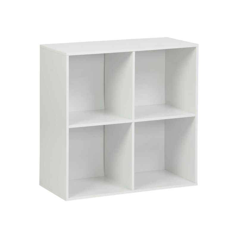 Shelf / Bookcase with White Wood-Effect Finish, 4 Compartments, w 70 x d 35 x h 70 cm - Kompo