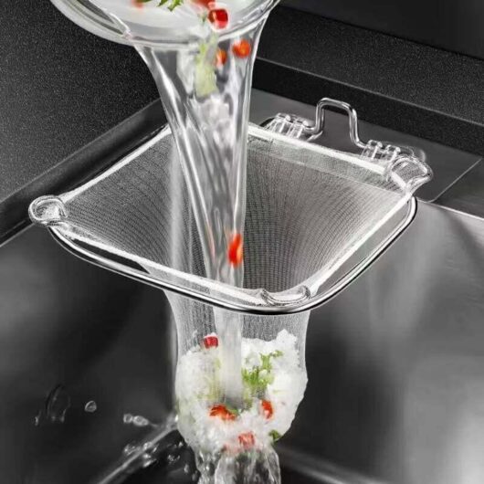 Stainless steel corner strainer for kitchen drainer, food waste collection basket with mesh, pack of 100