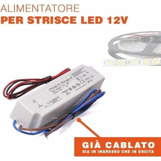 12V 60W 5A High Quality Waterproof IP67 Power Supply Suitable for Outdoor Use Model MeanWell LPV-60-12 Transformer for 12V LED Strip
