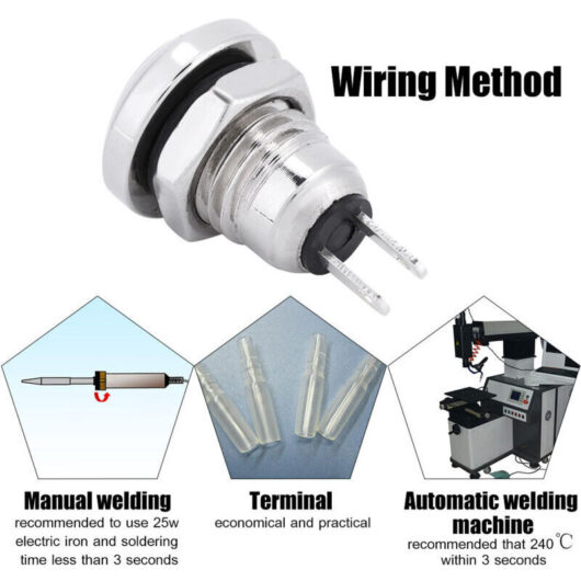 1A 24V 8mm Mini Waterproof Nickel-Plated Brass Momentary Push Button Car Power Switch