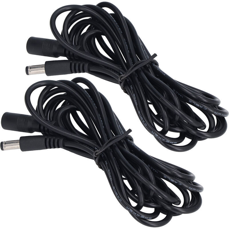 2-piece LED solar light extension cable for surveillance, 5.5x2.1mm power connection cable, DC12V 24V