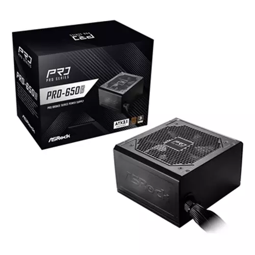 ASRock PRO-650B 650B ATX Power Supply Unit 80 PLUS Bronze Certified Low noise 120mm FAN High Efficiency PSU