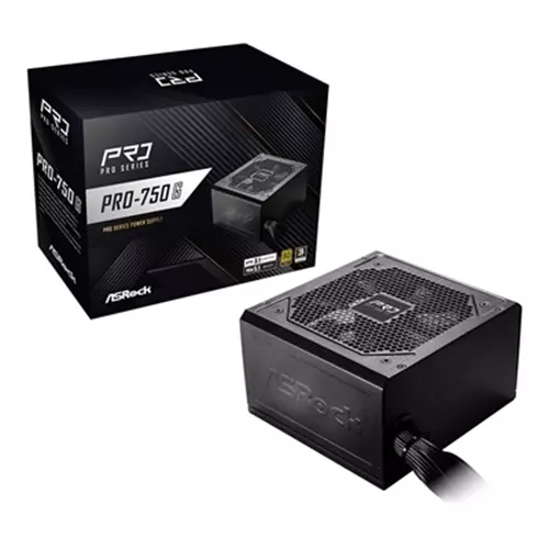 ASRock PRO-750G 750W ATX Power Supply Unit 80 Plus Gold Certified 120mm Silent Cooling Fan High Efficiency PSU