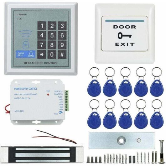 RFID access control system kit, glass door opener, electronic magnetic lock, ID card, power supply, etc.
