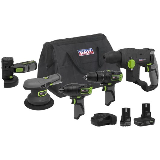 Sealey 10.8v Cordless 5 Piece Power Tool Kit 1 x 2ah & 1 x 4ah Li-ion Battery Charger Bag