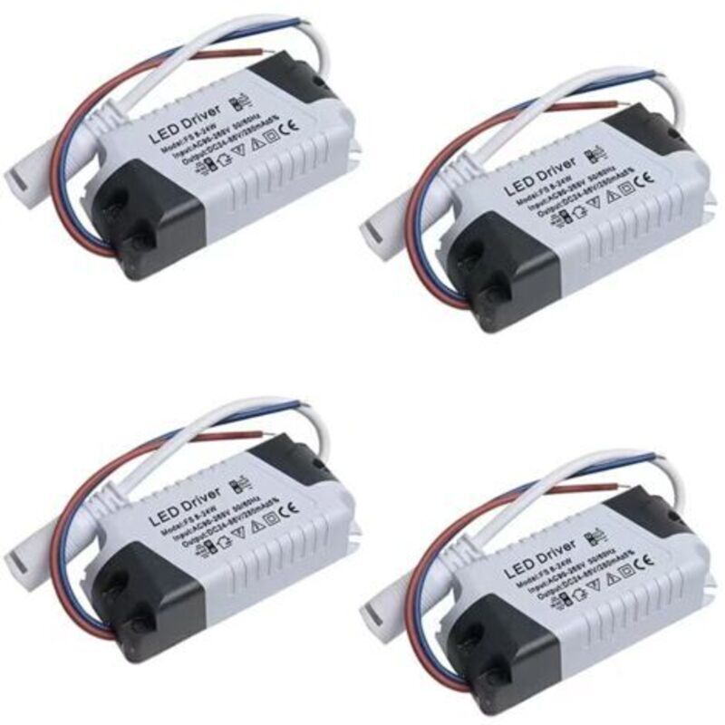 Set of 4 LED drivers 8-24W, dimmable power supply, waterproof transformer for LED lighting