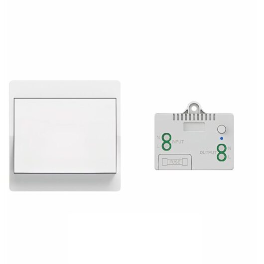 Wireless switch with its own power supply. Waterproof remote control switch for residential use. No batteries required. Ideal for bathrooms,