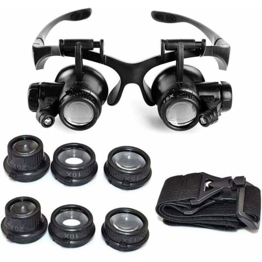 10X, 15X, 20X, 25X Magnification, Adjustable LED Light Loupe for Jewelers and Watchmakers