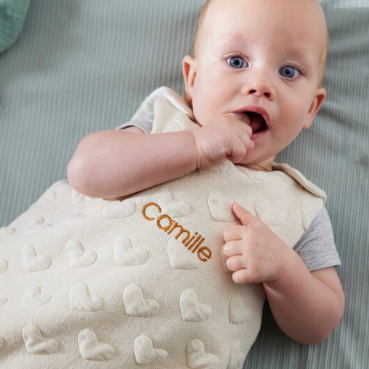 Baby Sleeping Bag, Summer Special, Hearts beige