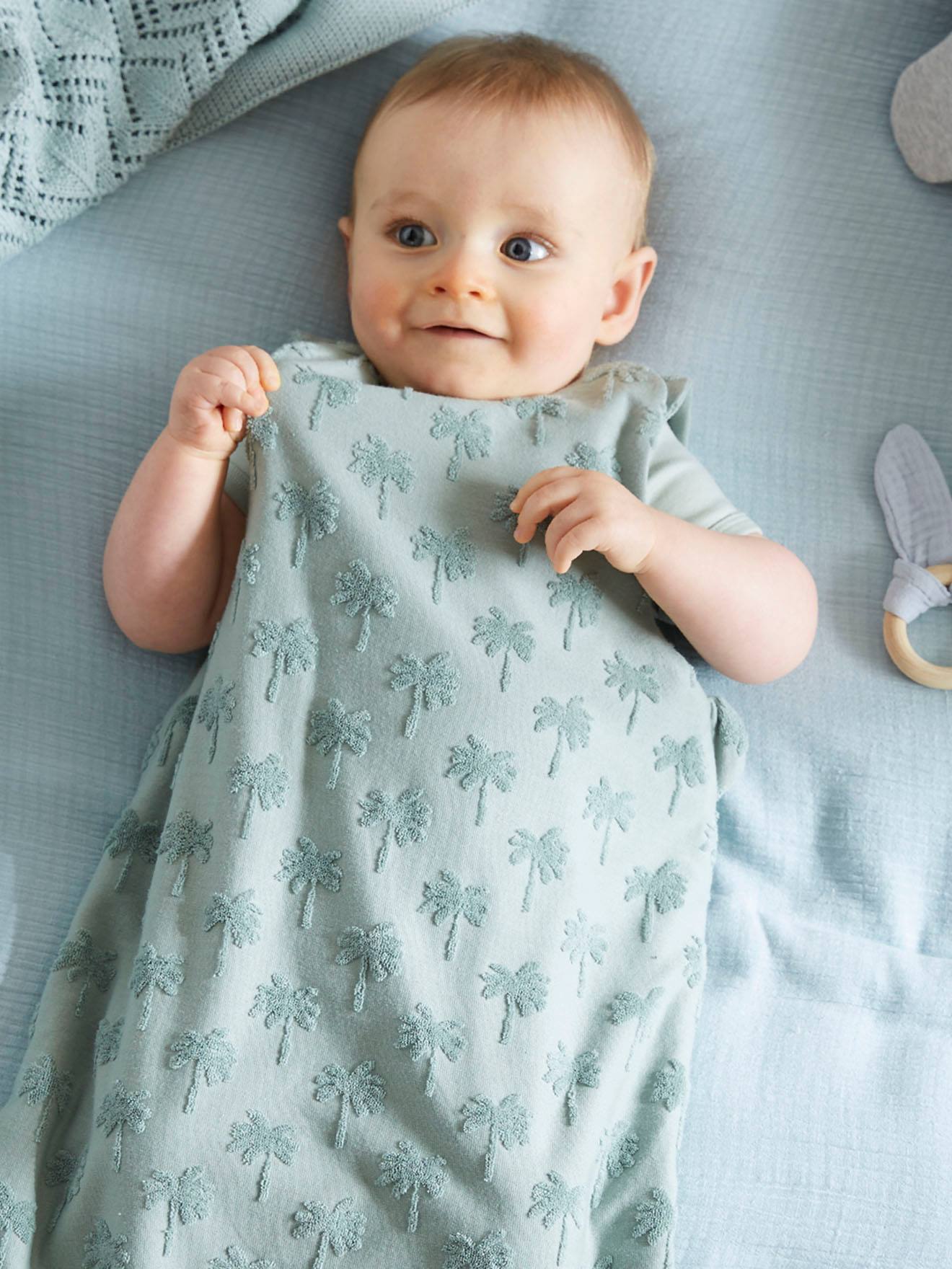 Baby Sleeping Bag in Towelling, Summer Special sage green
