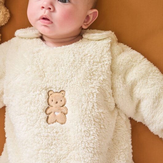 Baby Sleeping Bag with Detachable Long Sleeves, LITTLE BEAR vanilla