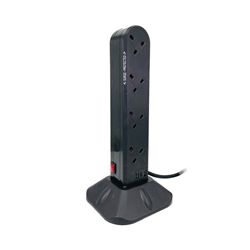 Connekt Gear 8 Way Surge Protected Socket Tower Block with USB Ports