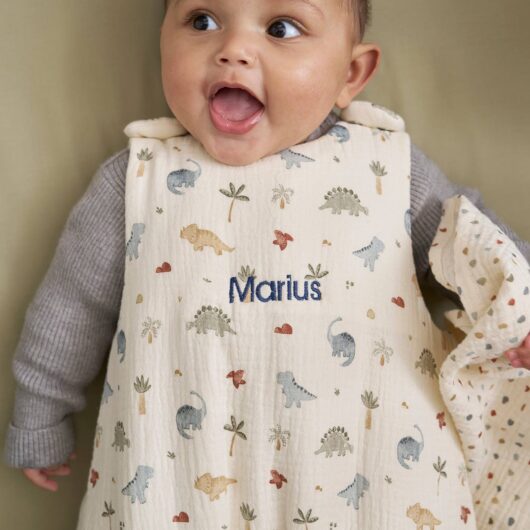 Cotton Muslin Sleeping Bag, MINISAURUS multicoloured