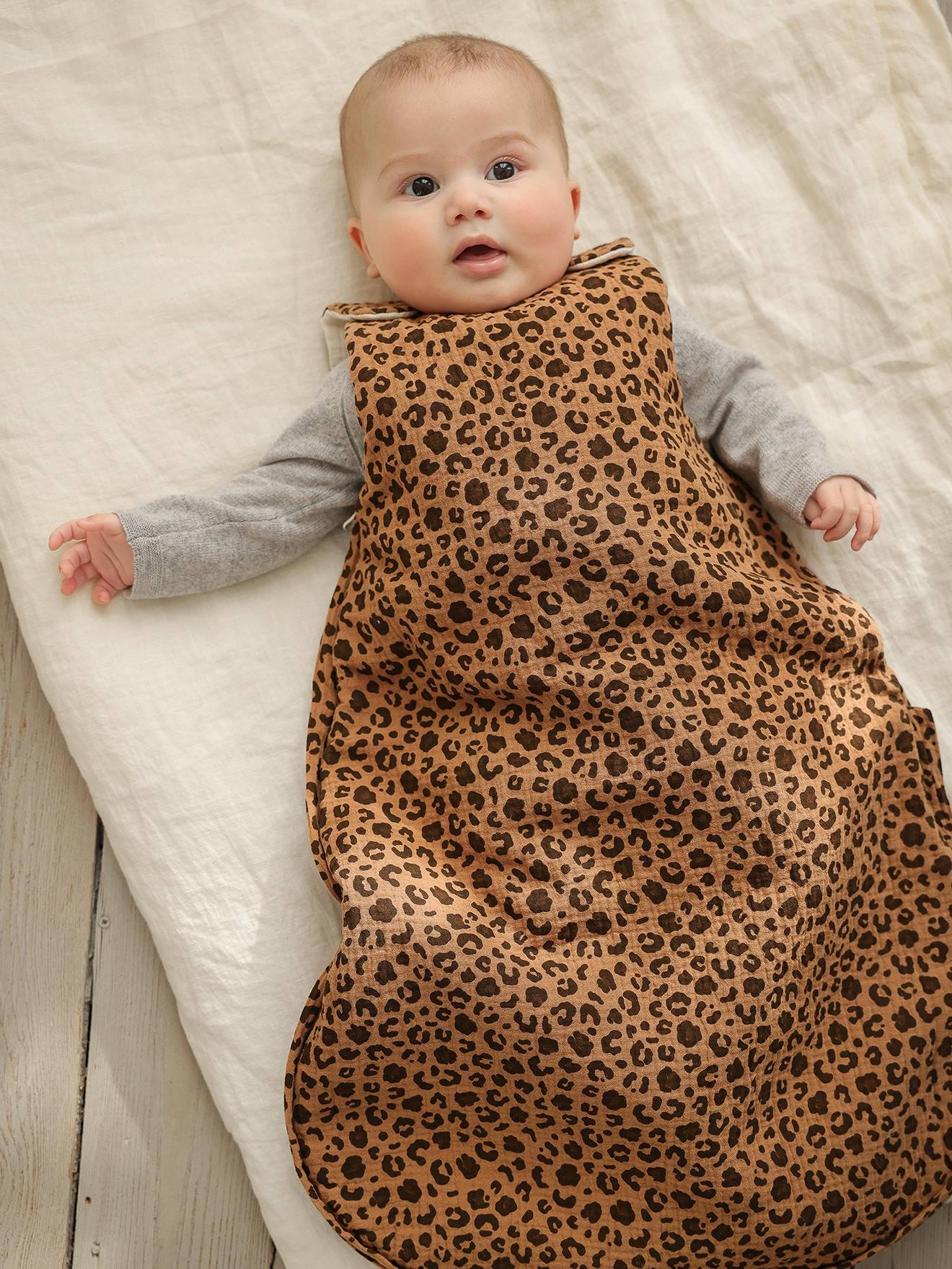Reversible Baby Sleep Bag in Organic Cotton Gauze, ENVIE DE FRAISE ecru