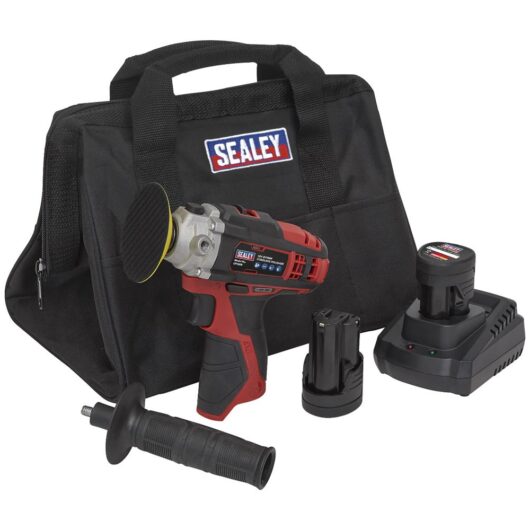 Sealey CP1205 12v Cordless Polisher 71mm 2 x 1.5ah Li-ion Battery Charger Bag
