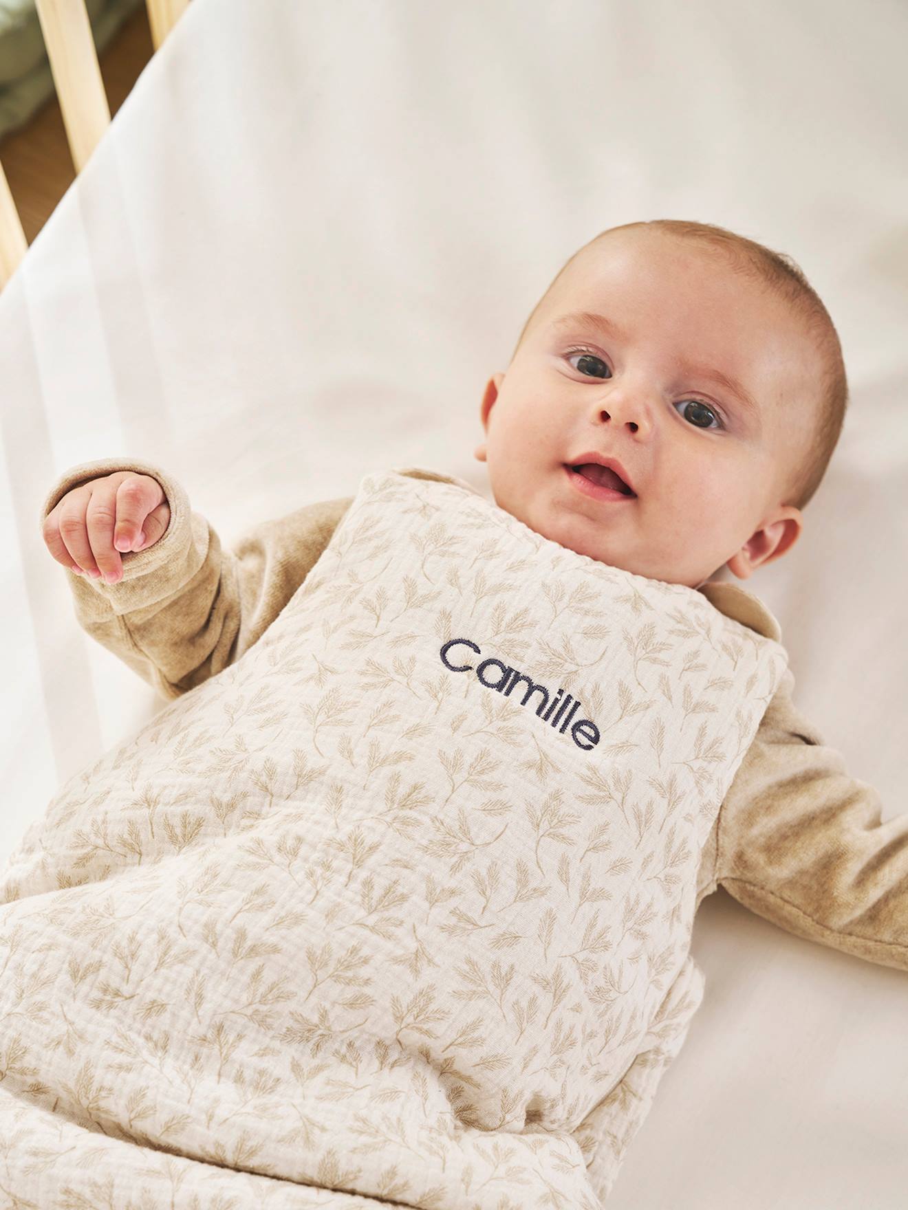 Sleeveless Baby Sleeping Bag, Hygge printed beige