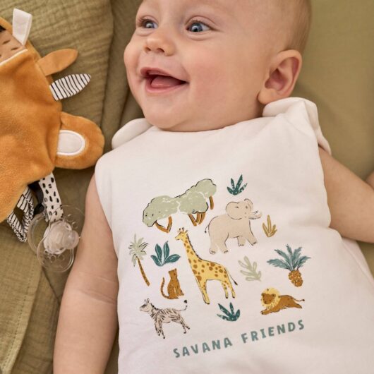 Sleeveless Sleeping Bag, SAVANA printed white